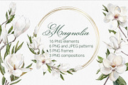Watercolor white Magnolia flowers, a Decorative Illustration by mArtstore (Thumbnail 1 of 8)