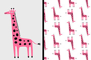 Pink Animals, A Giraffe, a Pattern Graphic by Irene Loal (Thumbnail 1 of 3)