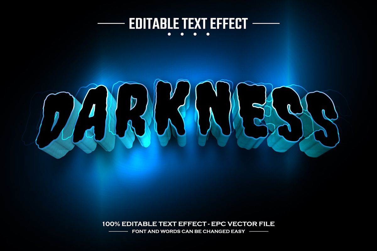 Darkness 3D editable text effect, a Layer Style Add-On by nicemorning