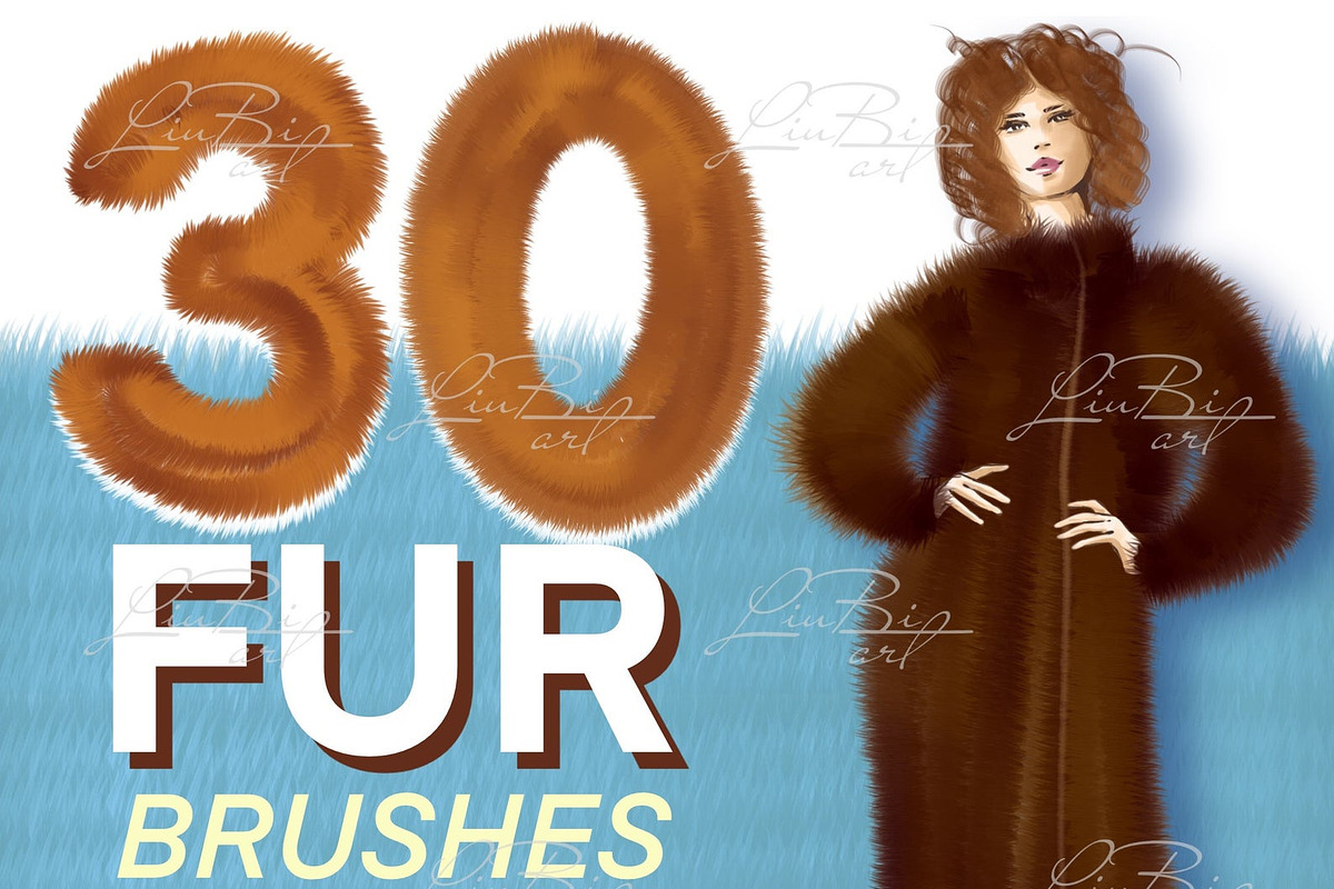 30 Procreate Fur Brushes Set, a Brush Add-On by LiuBi Art (Photo 1 of 6)