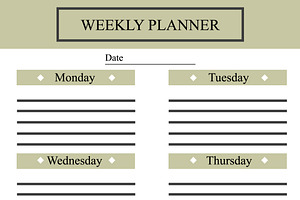 Weekly Planner Vector Template