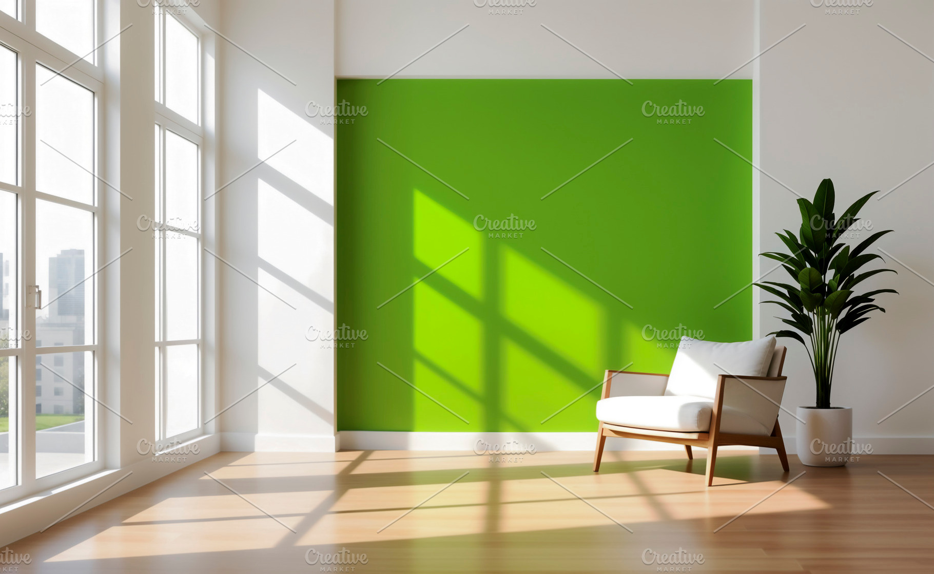 Modern interior with empty green, a Photo by rarrarorro