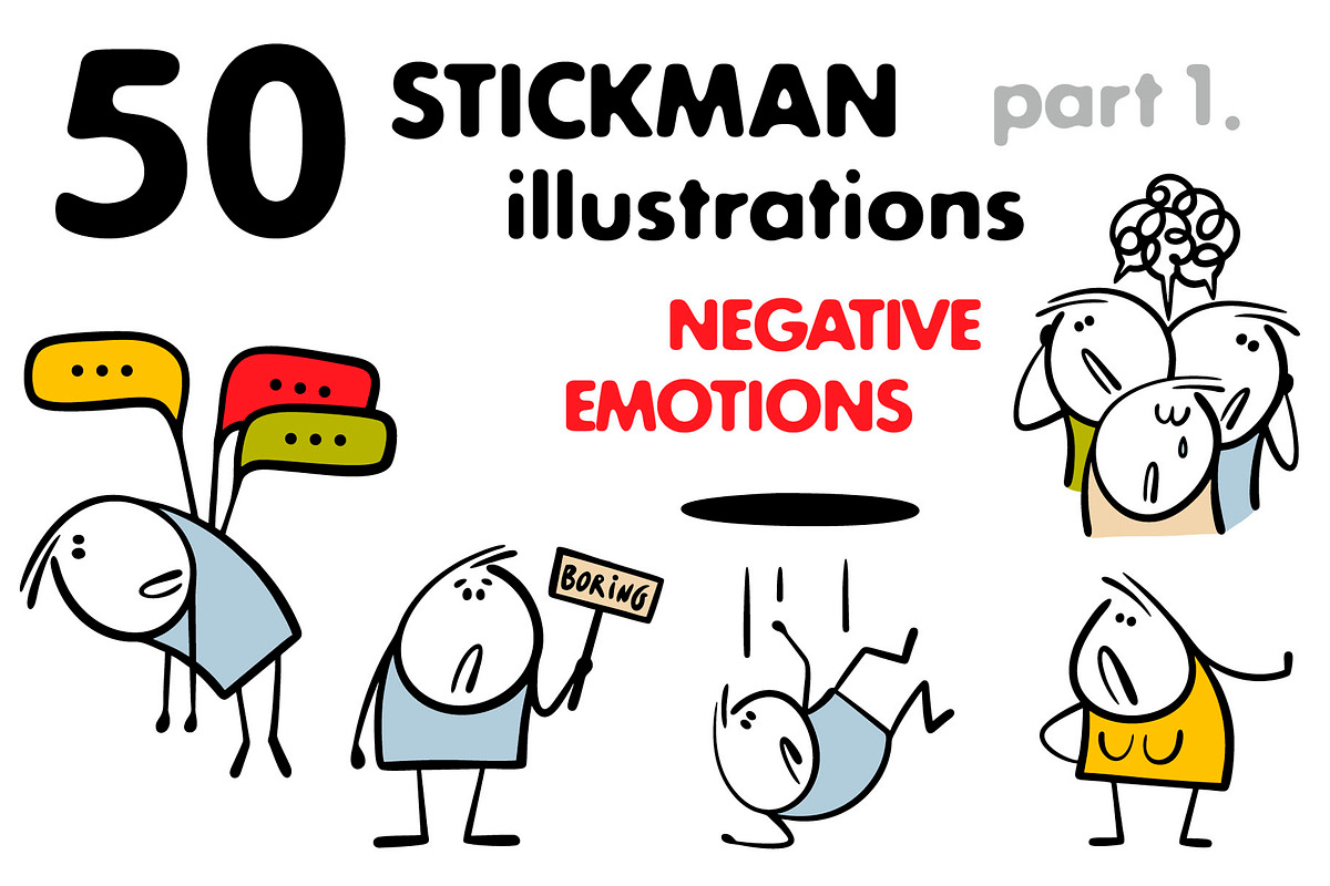 Cartoon negative emotions set 1., a Graphic by eka panova (Photo 1 of 5)