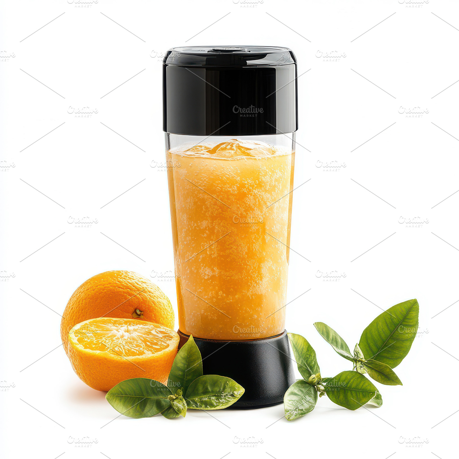 Orange smoothie in a personal blende, a Food & Drink Photo by Pixeness Studio