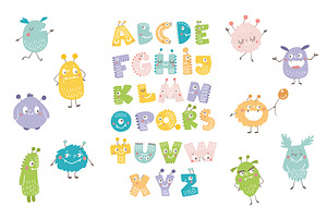 Monsters Alphabet And Illustration