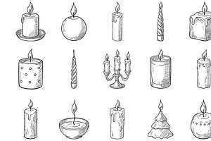 Decorative Candle Icons Set, an Object Graphic by nikagraphic