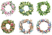 Watercolor Summer Wreath Clipart, an Illustration by DreamArtGraphic (Thumbnail 2 of 4)
