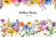 Watercolor wildflower meadow clipart, an Object Illustration by Art and Funny (Thumbnail 1 of 4)