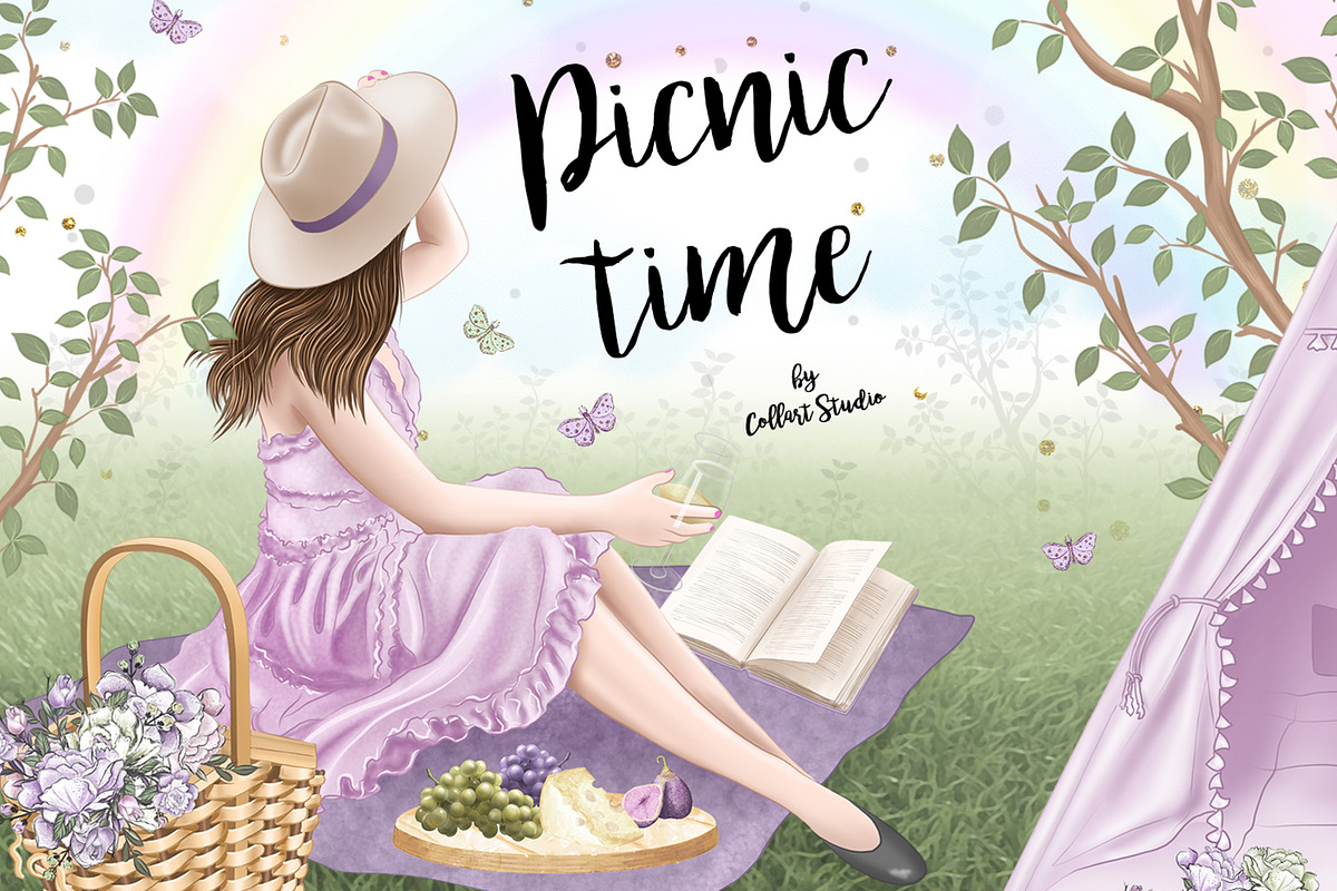 Picnic clipart, spring illustration, a Food Illustration by Collart Studio (Photo 1 of 8)