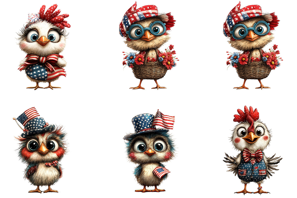 4th of July Chicken Clipart, a Seasonal Illustration by Designking (Photo 3 of 5)