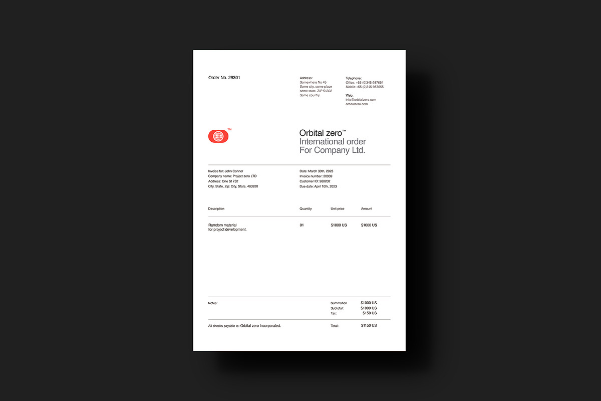 Invoice templates - Orbital Zero, a Stationery Template by Srg® (Photo 9 of 12)