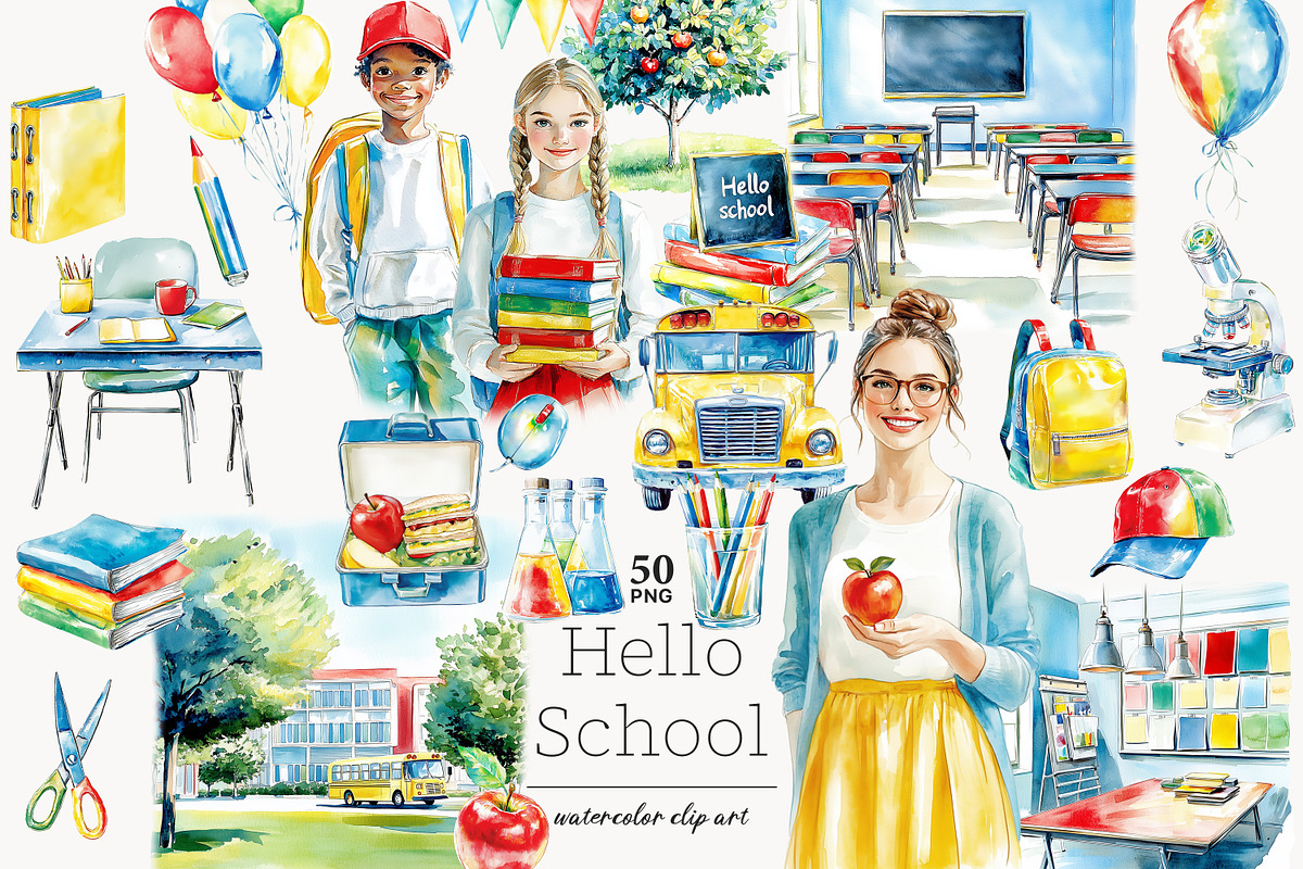 Back to School PNG Image Clipart, an Education Illustration by GlamArtZhanna (Photo 1 of 8)