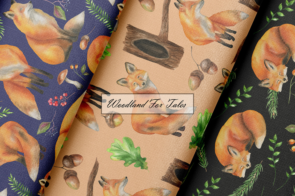 Watercolor Fox Seamless Patterns, an Animal Illustration by OlDm_Shop (Photo 5 of 10)