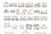Vintage Blue Train PNG Set, an Illustration by MockupWizard (Thumbnail 2 of 4)