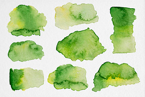 Watercolor Green Abstract Stains