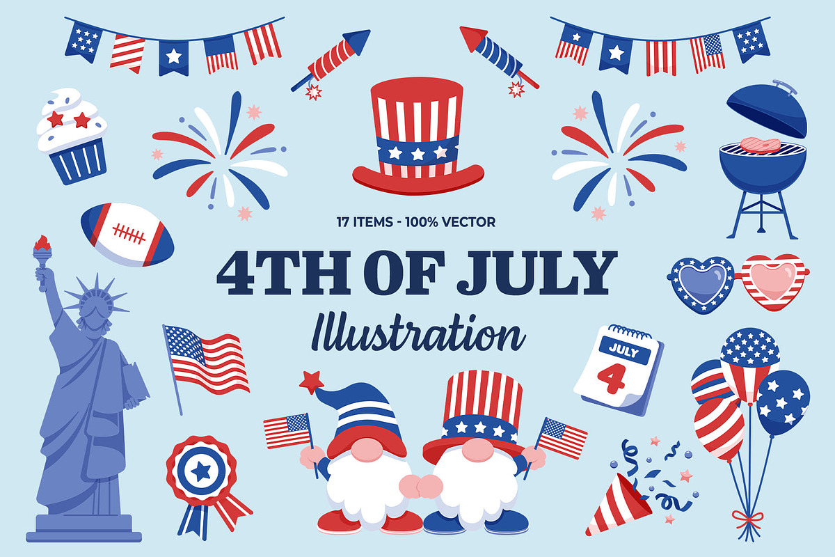 4th July Vector Illustrations Set, an Object Graphic by DesignerCandies (Photo 1 of 4)