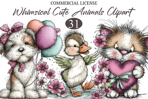 Whimsical Enjoy Cute Animals Clipart, a Seasonal Illustration by designcity5