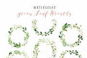 Watercolor Green Leaf Clip Art, an Illustration by Graphic Box (Thumbnail 5 of 6)
