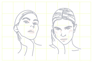 Line Illustrations Set Female Faces