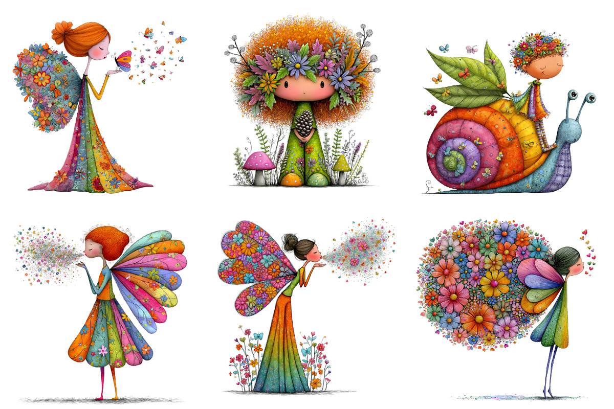 whimsical fairy  clipart, an Illustration by CreationArt (Photo 5 of 5)