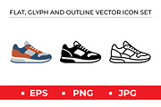 Sneaker Icons Vector Set Color Black, an Outline Icon by Artonix (Thumbnail 1 of 2)