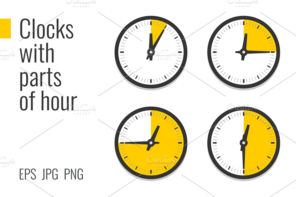 Clocks with parts of hour, an Outline Icon by Primula`s shop (Photo 2 of 3)