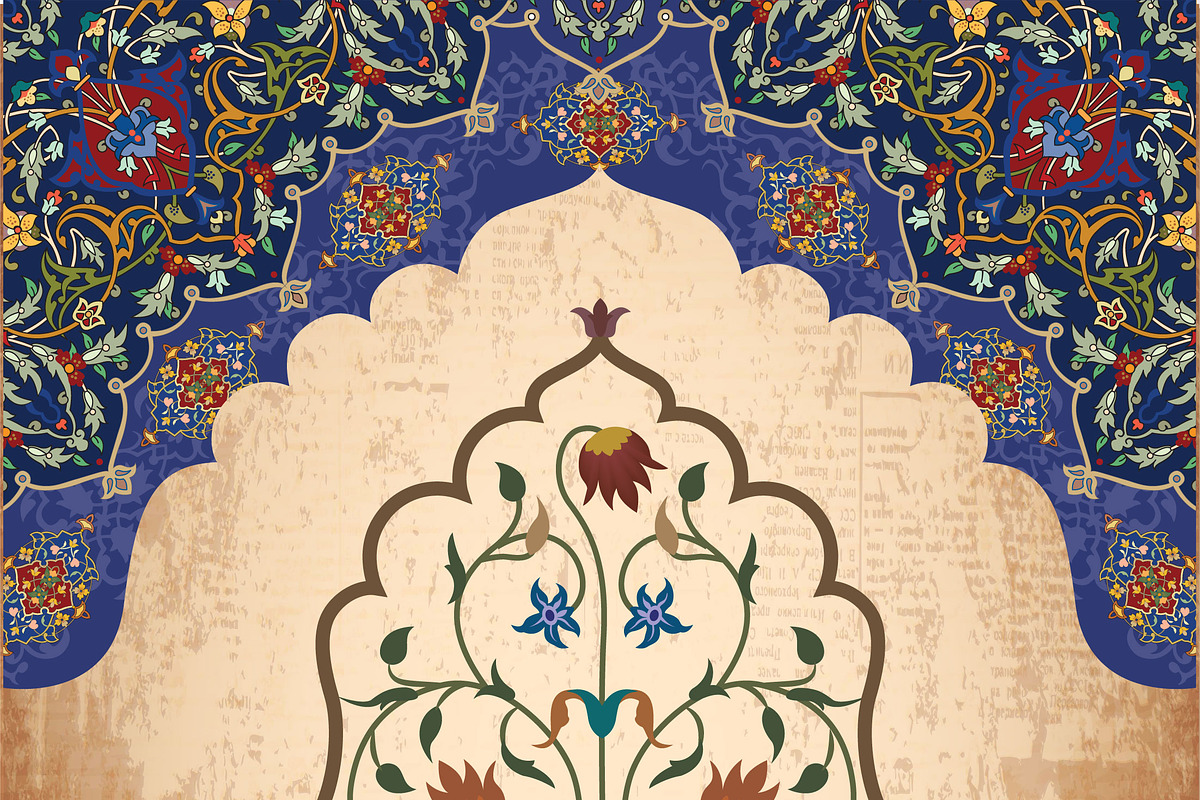 Mughal Floral Arch Illustration, a Decorative Illustration by Mughal Wallpaper (Photo 2 of 3)