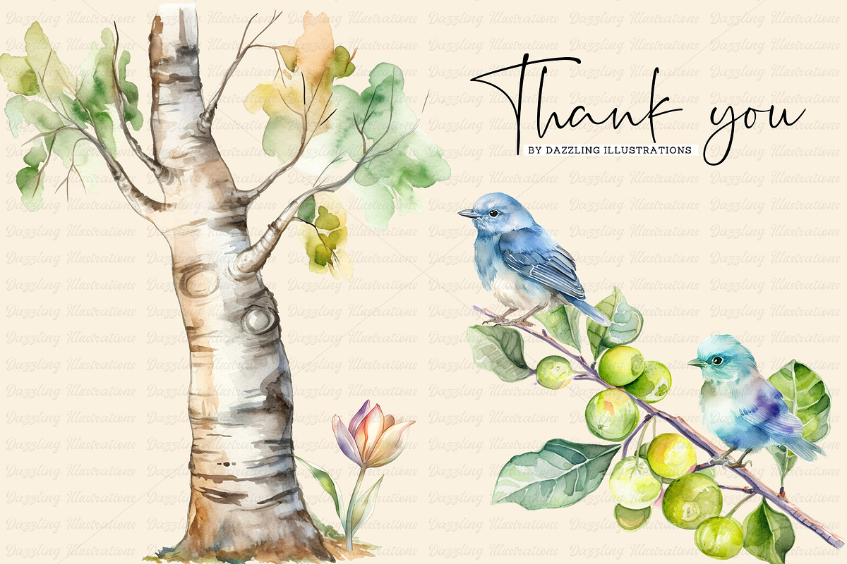 Watercolor Blue Tit Bird Nature Set, an Animal Illustration by Dazzling Art Boutique (Photo 10 of 10)