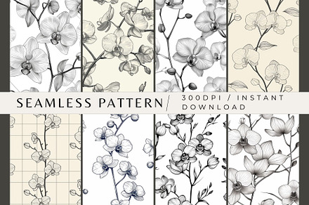 Minimalist Orchid Seamless Patterns, a Pattern Graphic by Inknfolly