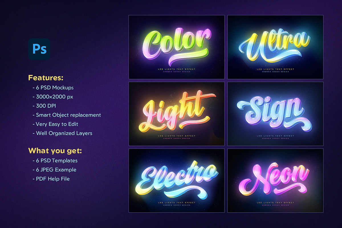 Led Lights Text Effects, a Brushes & More by Andrew Skoch Design (Photo 8 of 9)