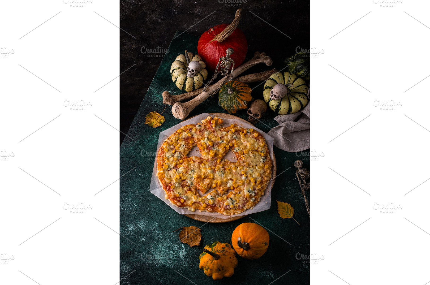 Halloween scary pizza in shape of, a Food & Drink Photo by Yulia Furman