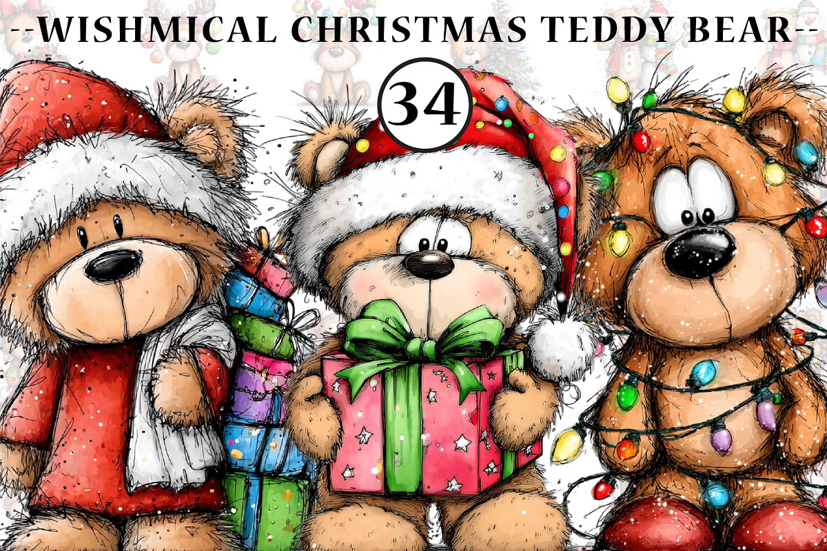 Wishmical Christmas Teddy Bear Clipa, an Illustration by CreationArt (Photo 1 of 5)
