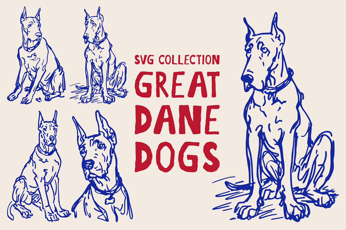 Great Dane SVG Illustration Set, an Animal Illustration by Heather Green Designs (Photo 1 of 7)