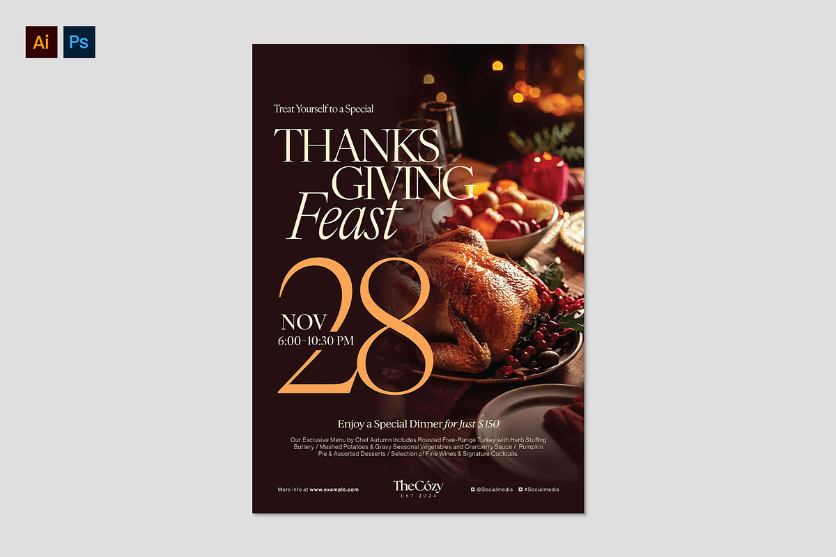 Thanksgiving Feast Flyer Template, a Flyer Template by BrandPacks (Photo 5 of 5)