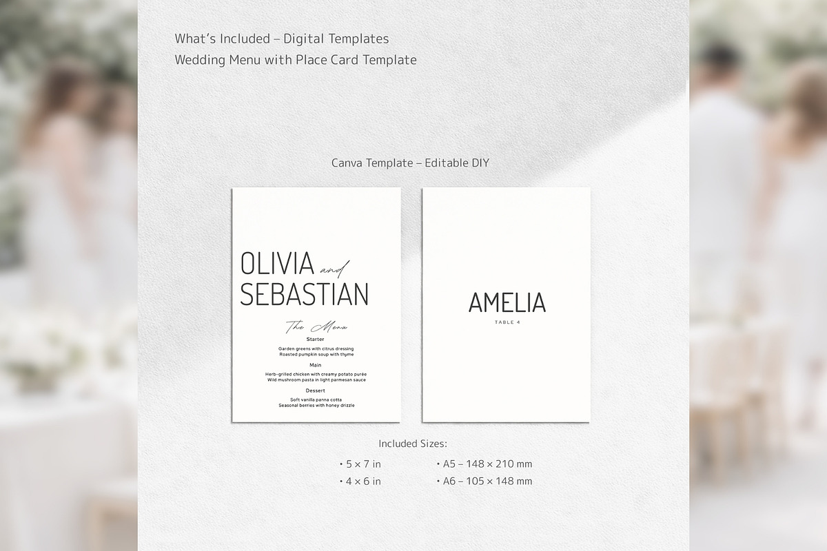 Elegant Menu&Place Card Canva bd008, a Card Template by TyphoonStudio (Photo 2 of 10)