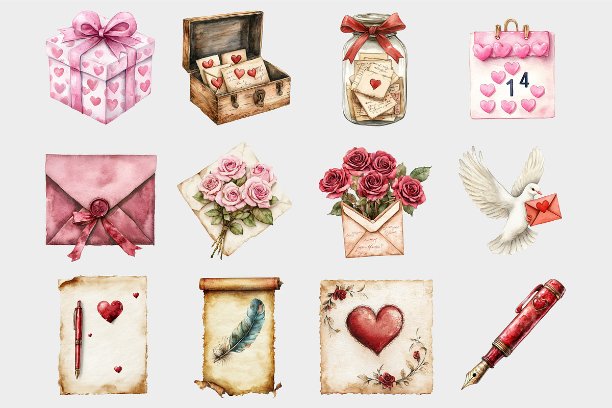 Love Letter Clipart Valentine's Day, a Seasonal Illustration by Design Market (Photo 4 of 5)