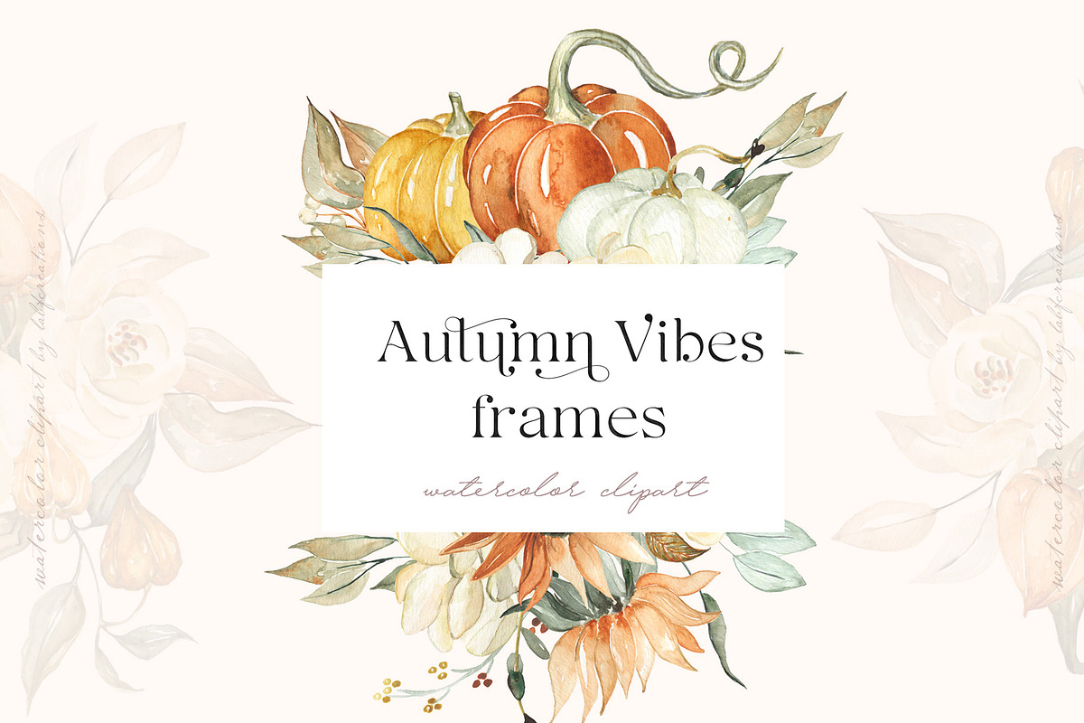 Autumn Vibes. Pumpkins Watercolor, an Illustration by LABFcreations (Photo 18 of 21)