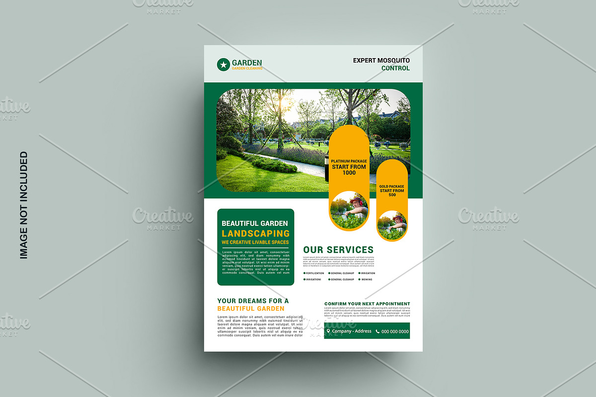 Lawn Mower Garden, Landscaping flyer, a Flyer Template by graphics city (Photo 2 of 2)