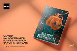 Halloween Pumpkin 5x7 Card Template, a Card Template by creatsy5