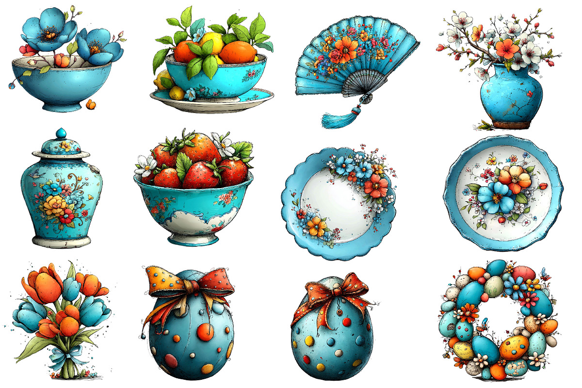 Whimsical Spring chinoiserie blue, an Illustration by Designworld (Photo 2 of 5)