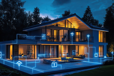 Smart Home Integration: A modern hou, a Background Photo by Pixeness