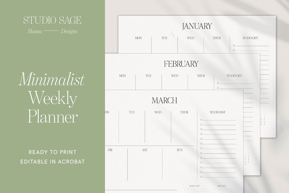 Minimalist Printable Weekly Planner, a Templates & Theme by StudioSage (Photo 2 of 6)
