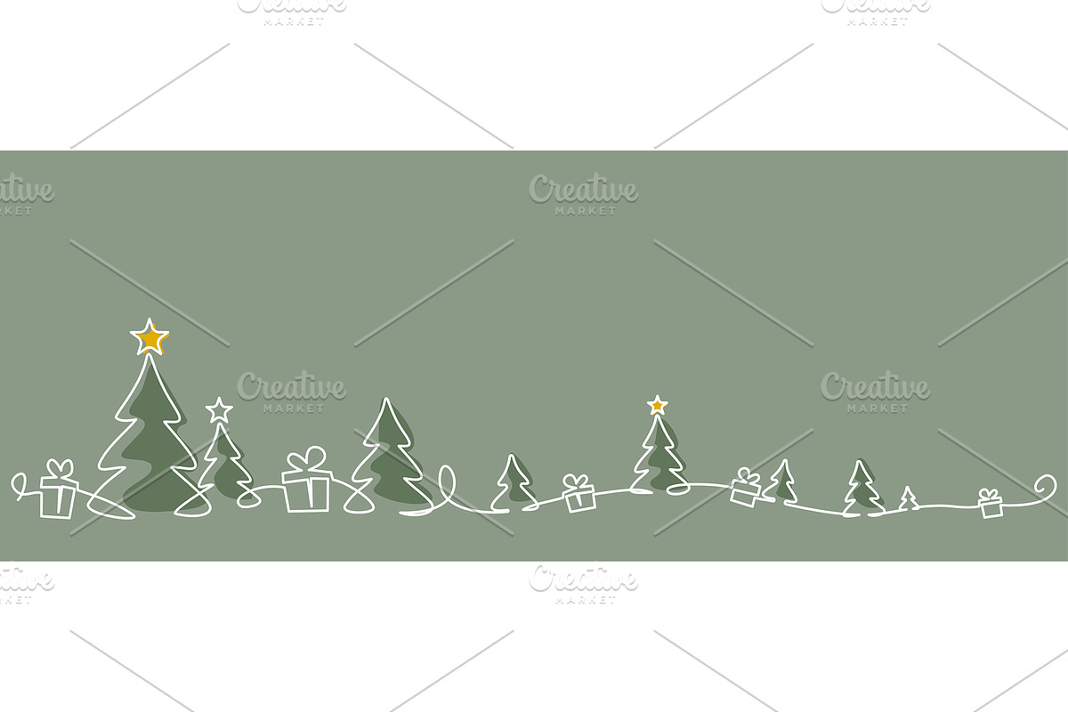 Christmas Landscape. Line Art vector, an Object Graphic by Valenty (Photo 4 of 5)