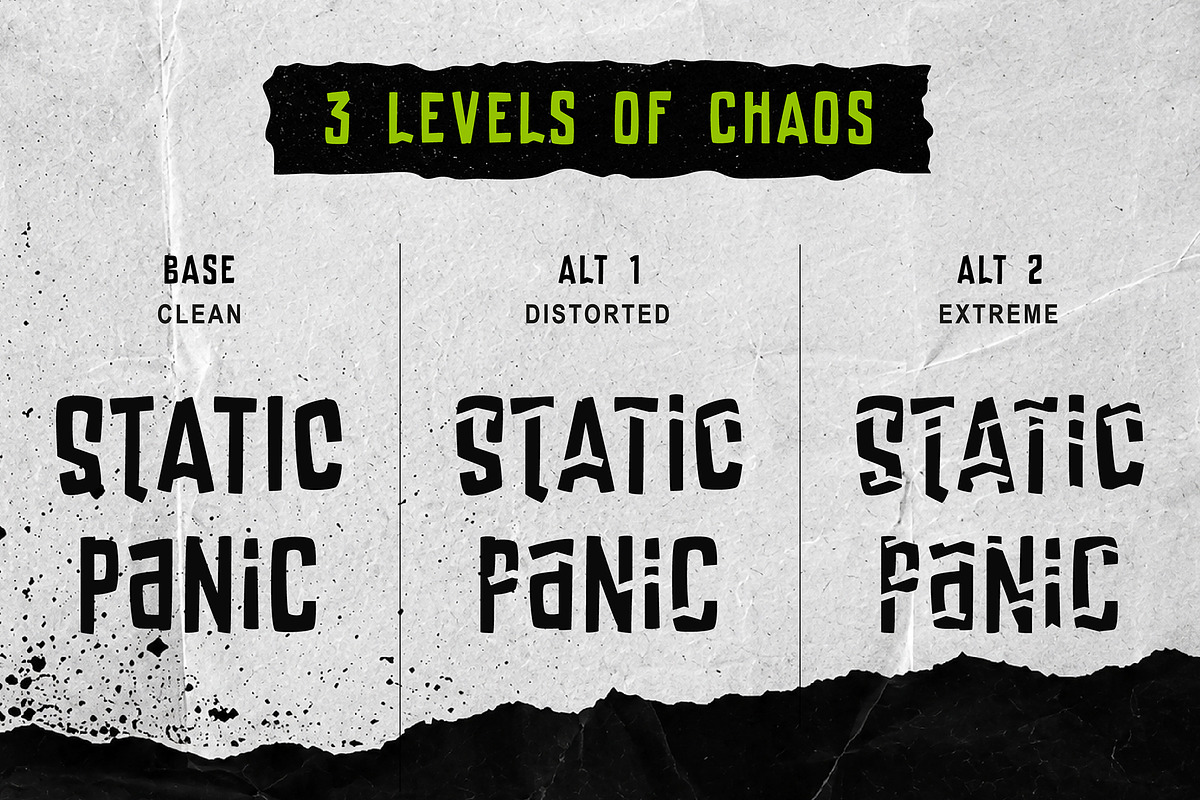 Static Panic – Chaotic Display Font, a Sans Serif Font by chekart (Photo 2 of 10)