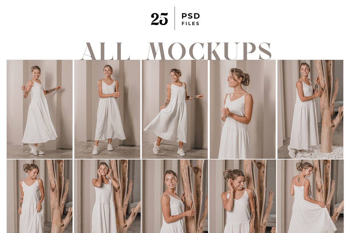 Women Long Dress Mockup Bundle, a Shirt Mockup by Neutral Mockups (Photo 3 of 8)