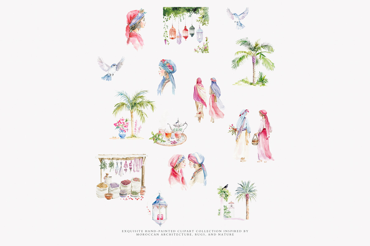 Moroccan decor watercolor clipart, a Decorative Illustration by Patishop Art (Photo 11 of 12)