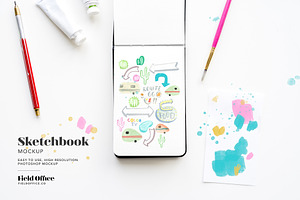 Sketchbook Desk Scene Mockup