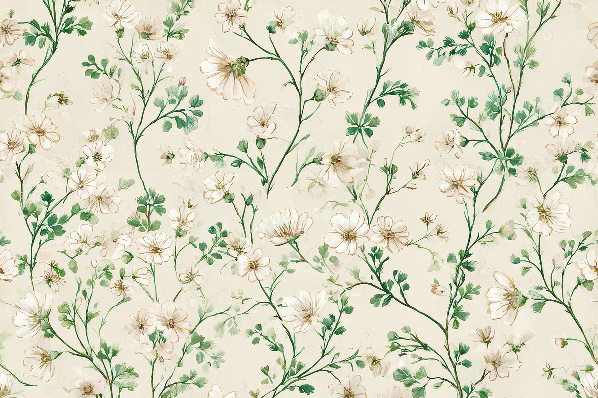 Wildflower Seamless Pattern on Cream, a Decorative Illustration by Virgo Studio