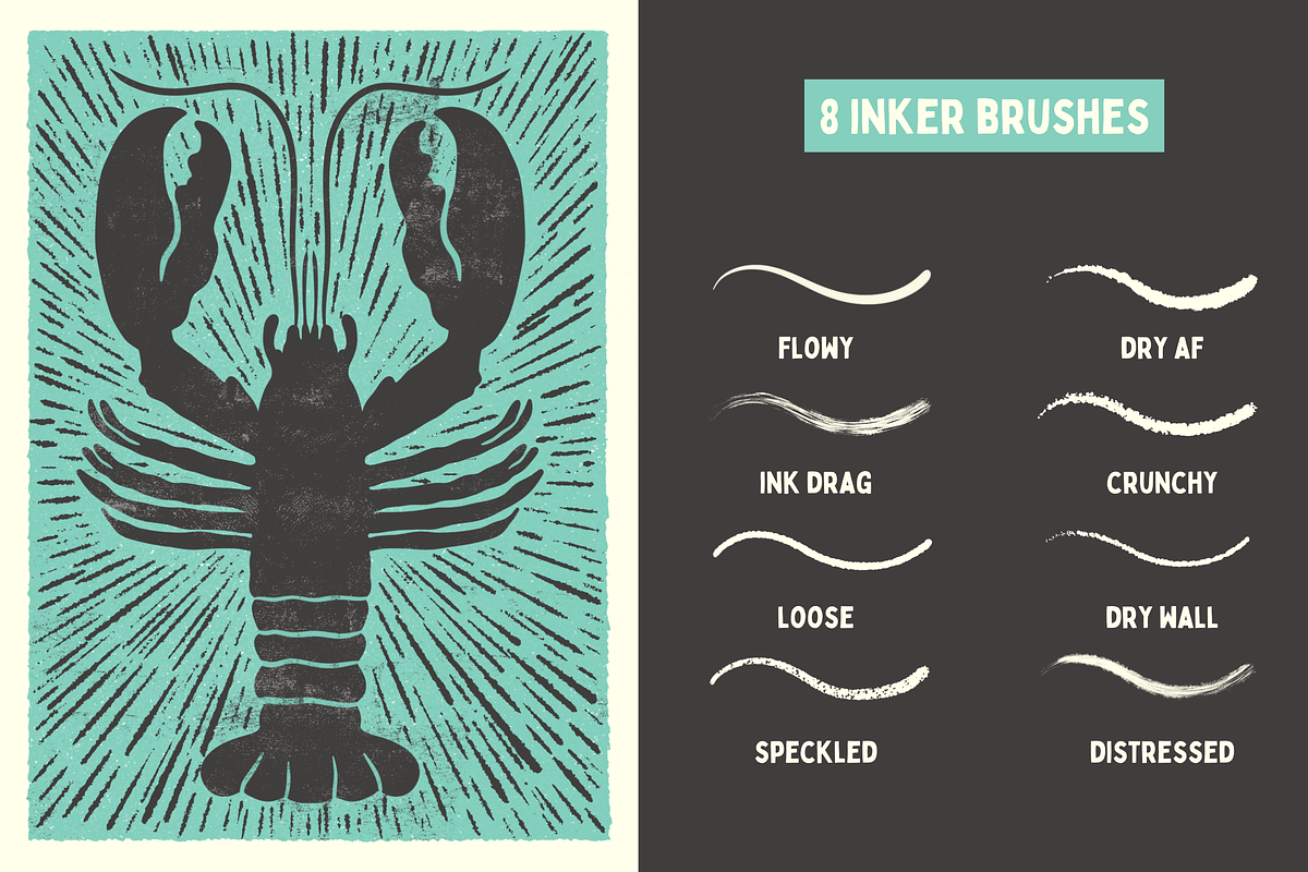Rolled Ink Brushes For Procreate, a Brush Add-On by seamless team (Photo 2 of 6)