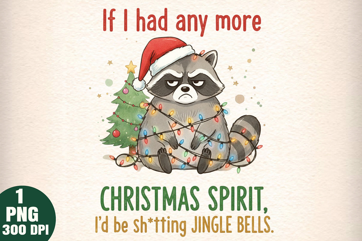 Grumpy Raccoon Christmas PNG, an Illustration by Daily.Designs (Photo 6 of 6)